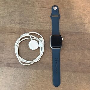 Apple Watch SE Smartwatch with Navy Band and Silver Case
